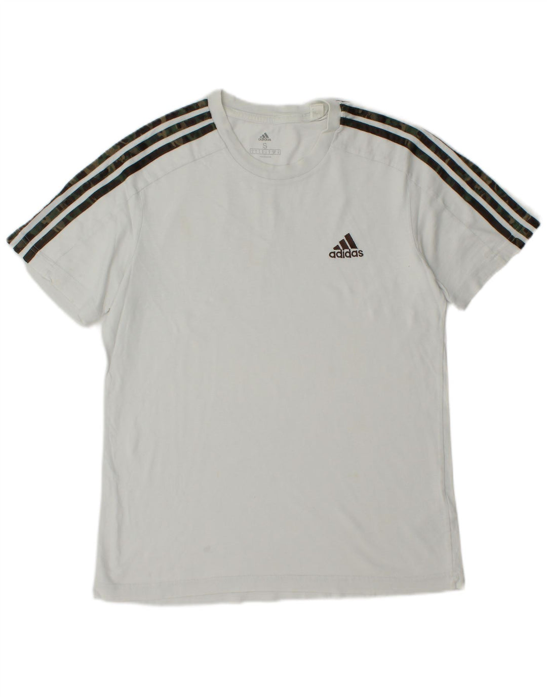 Adidas Mens T-Shirt Top Pequeno Algodão Branco