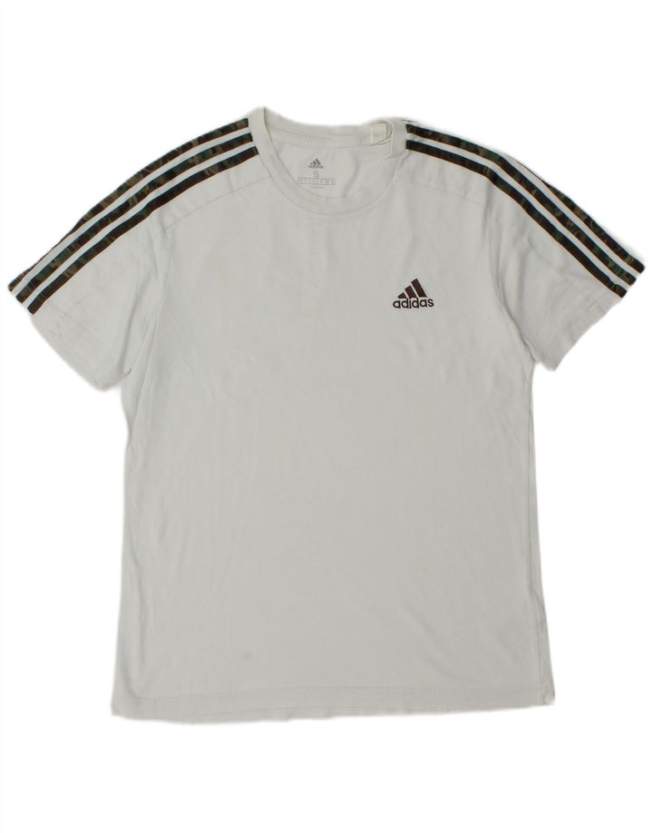 Adidas Mens T-Shirt Top Pequeno Algodão Branco