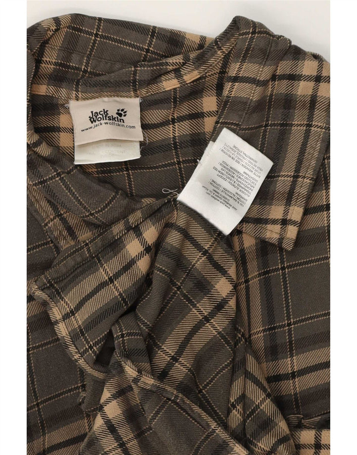 Camisa masculina de flanela Jack Wolfskin XL cinza xadrez algodão