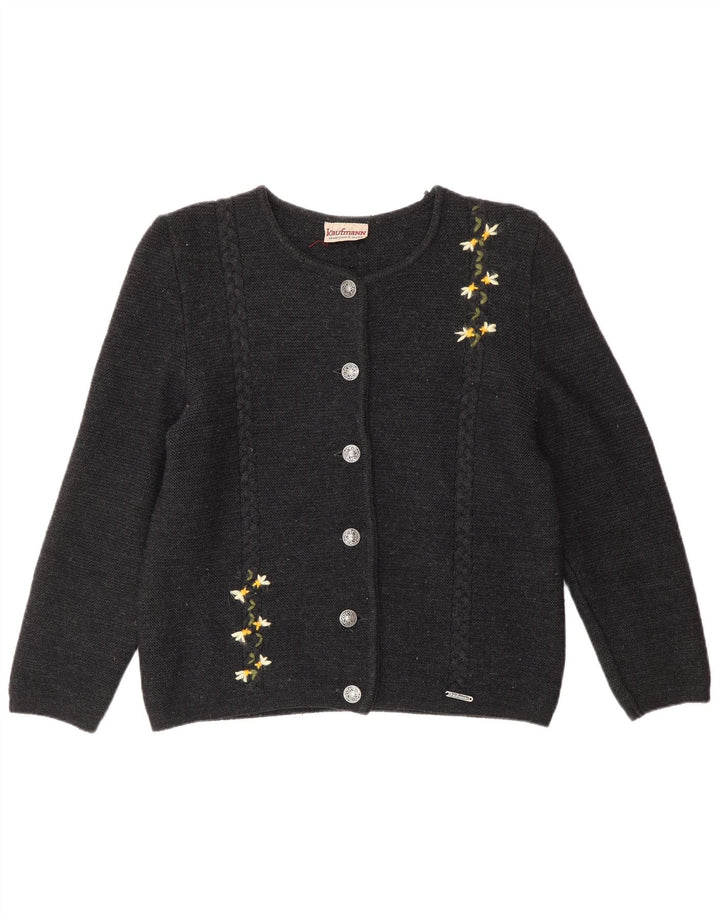 Suéter cardigã feminino KAUFMANN IT 44 lã floral cinza médio