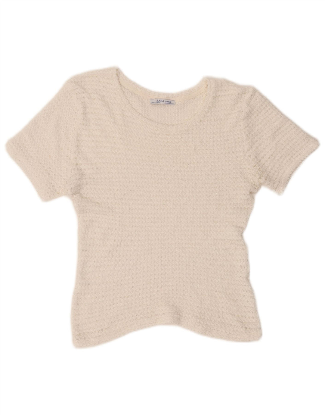 Blusa feminina Zara Trafaluc Knit Top UK 14 Médio Branco