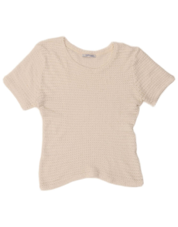 Zara Womens Trafaluc Knit Blouse Top UK 14 Medium White