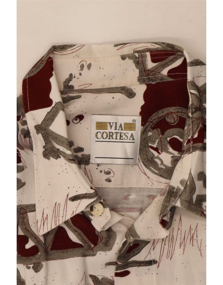 Camisa masculina de manga curta com padrão abstrato Via Cortesa XL branca