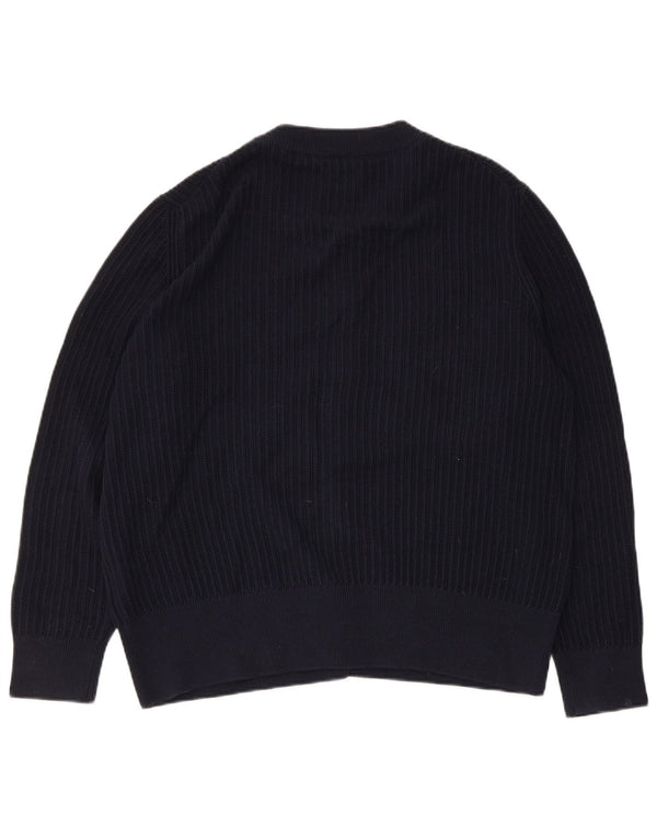Suéter cardigã feminino Gant UK 18 XL algodão azul marinho
