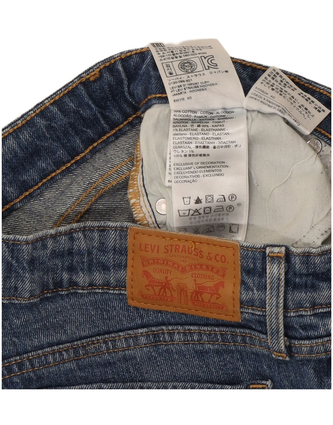 Shorts jeans feminino Levi's 712 Slim W26 pequeno azul algodão