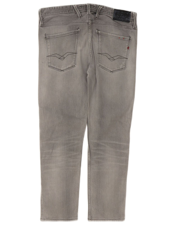 Replay Jeans Slim Masculino Distressed W33 L27 Cinza