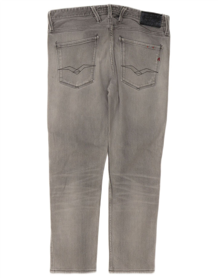 Replay Jeans Slim Masculino Distressed W33 L27 Cinza