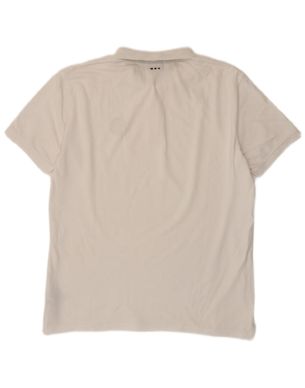 Camisa pólo geográfica masculina NAPAPIJRI XL algodão branco