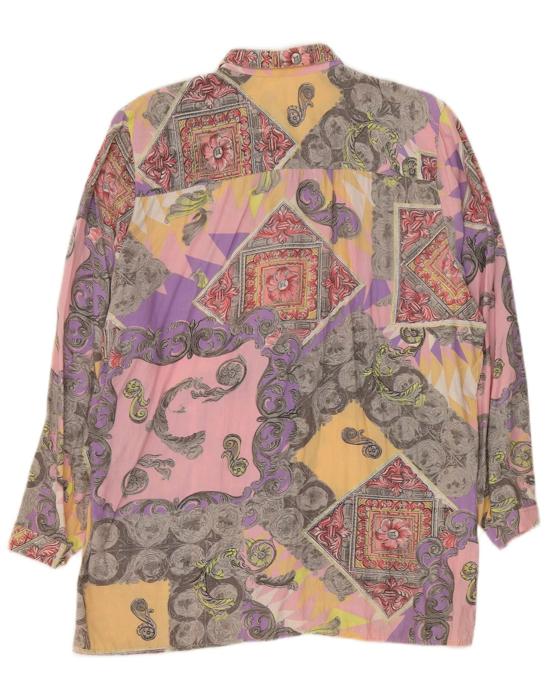 Blusa feminina vintage UK 14 média multicolorida paisley viscose