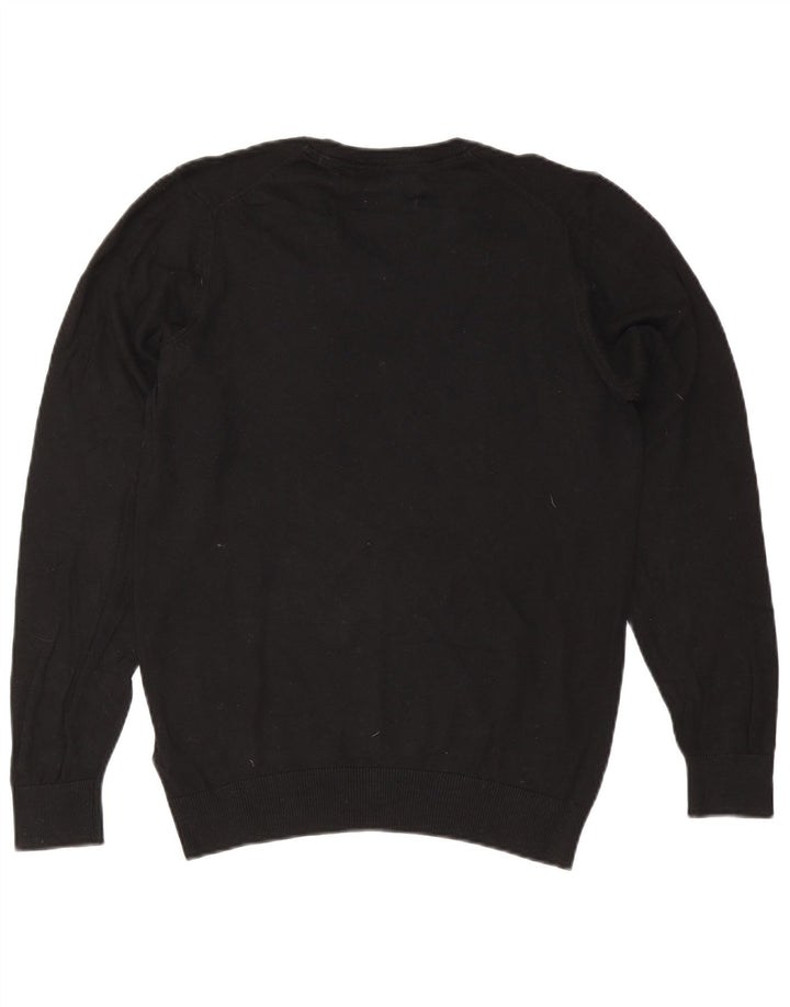 Suéter masculino Marks & Spencer de ajuste regular com decote em V, pequeno algodão preto