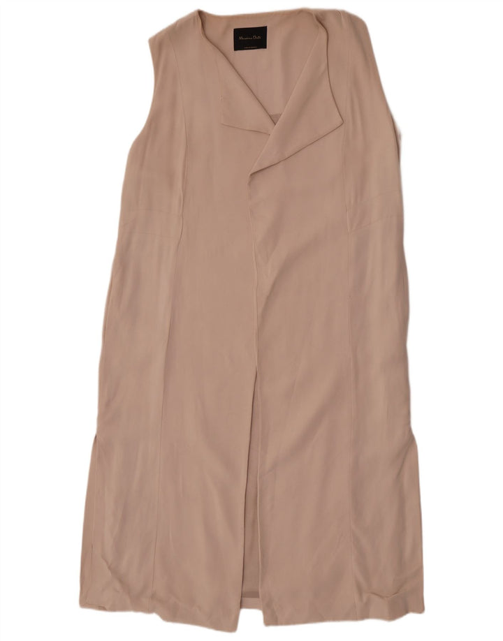 Jaqueta blazer feminina Massimo Dutti Longline sem mangas Reino Unido 14 médio bege