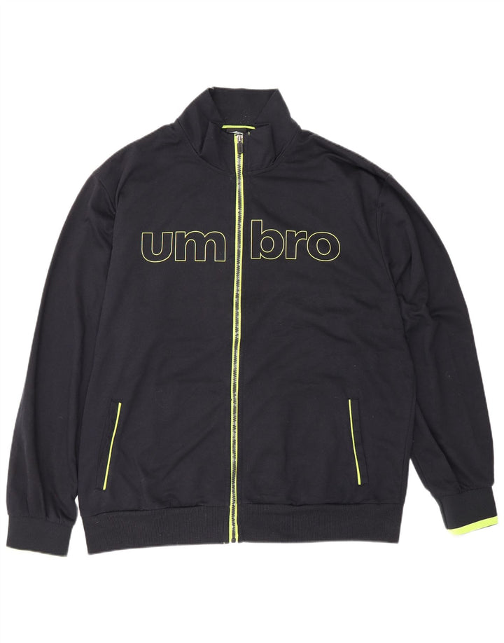 Umbro Mens Graphic Tracksuit Top Jacket IT 56 XL Algodão Preto