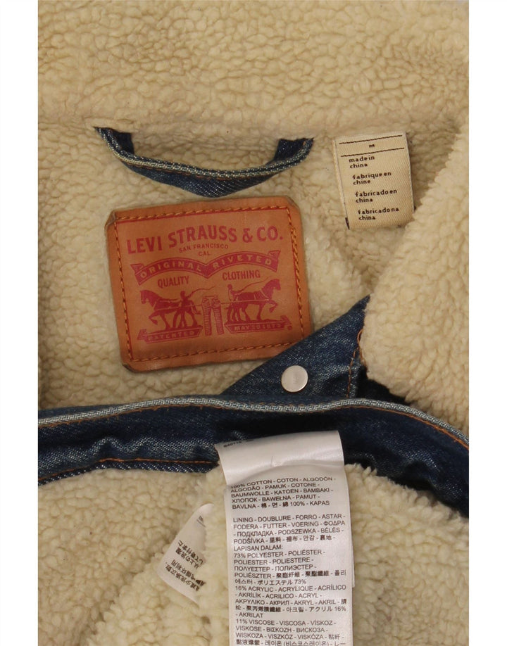 Jaqueta jeans feminina Levi's Sherpa UK 14 algodão azul médio