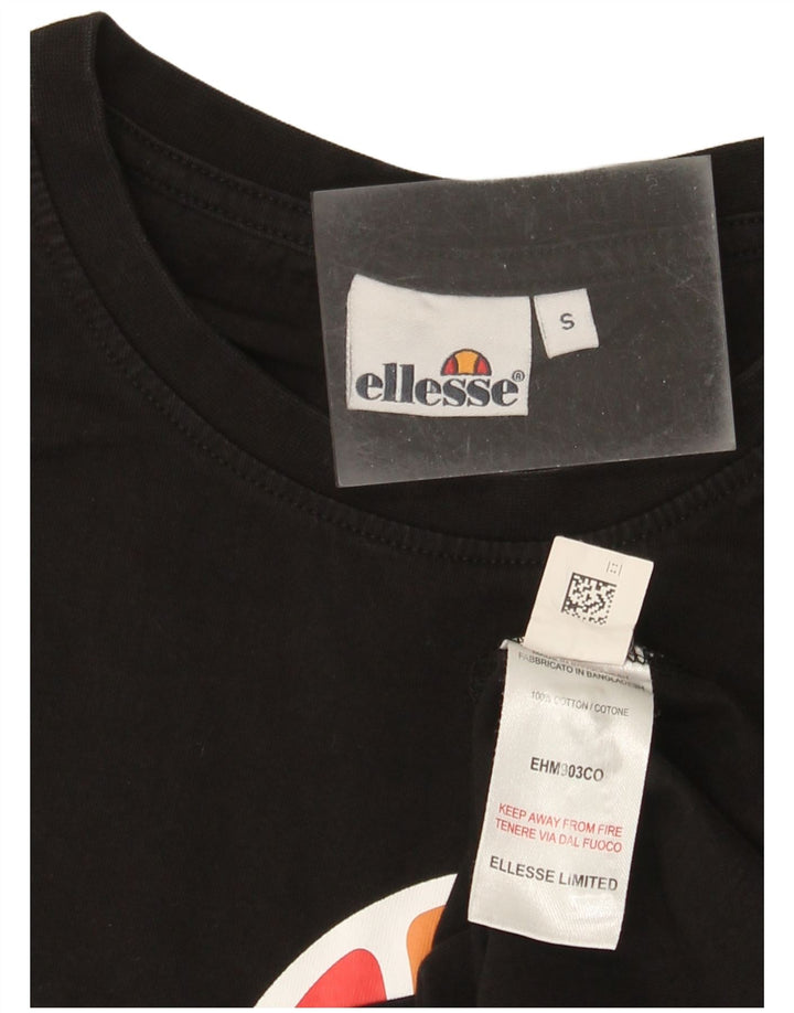 Ellesse Camiseta masculina gráfica top pequeno algodão preto