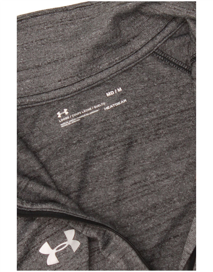 UNDER ARMOUR Masculino Heat Gear Zip Neck Pulôver Treino Top Cinza Médio