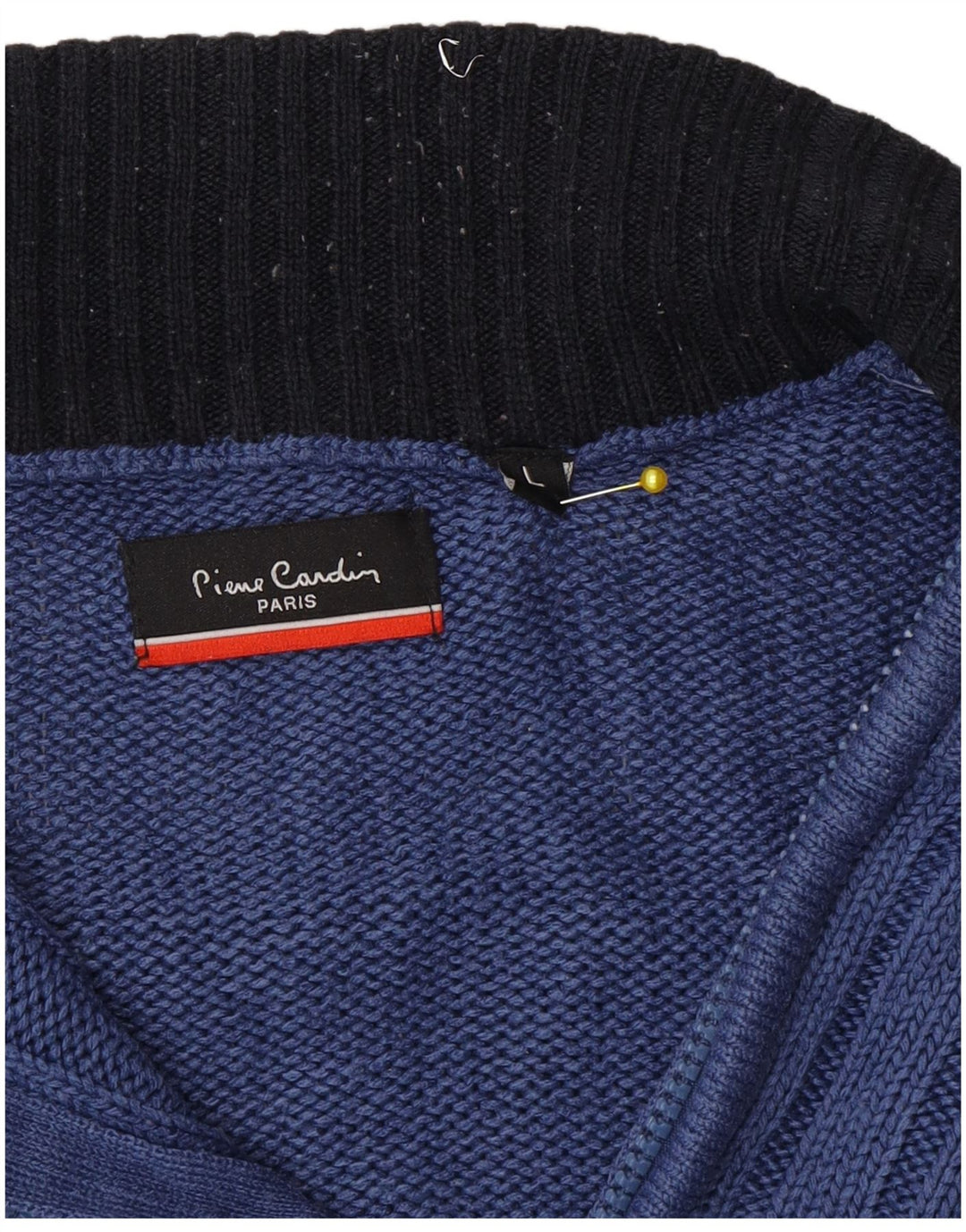 Suéter masculino Pierre Cardin com zíper e gola grande azul