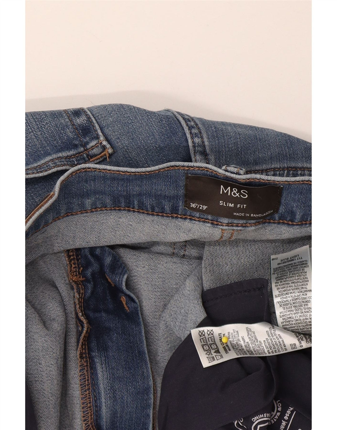 Marks & Spencer Mens Slim Jeans W36 L29 Azul Algodão