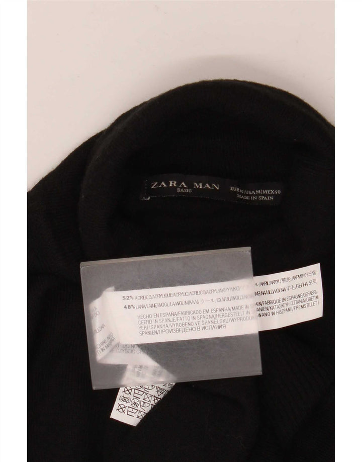 Zara Suéter masculino com gola redonda e acrílico preto médio