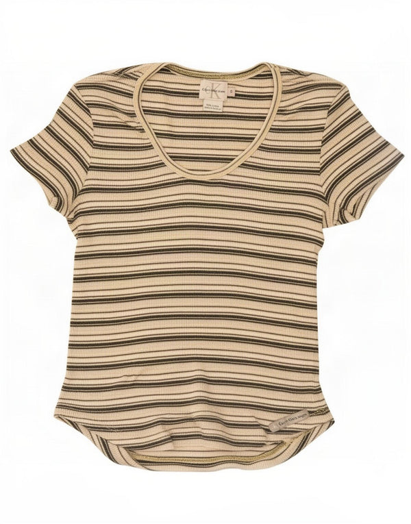Calvin Klein Jeans Camiseta Feminina Top UK 8 Pequena Listrada Multicolorida