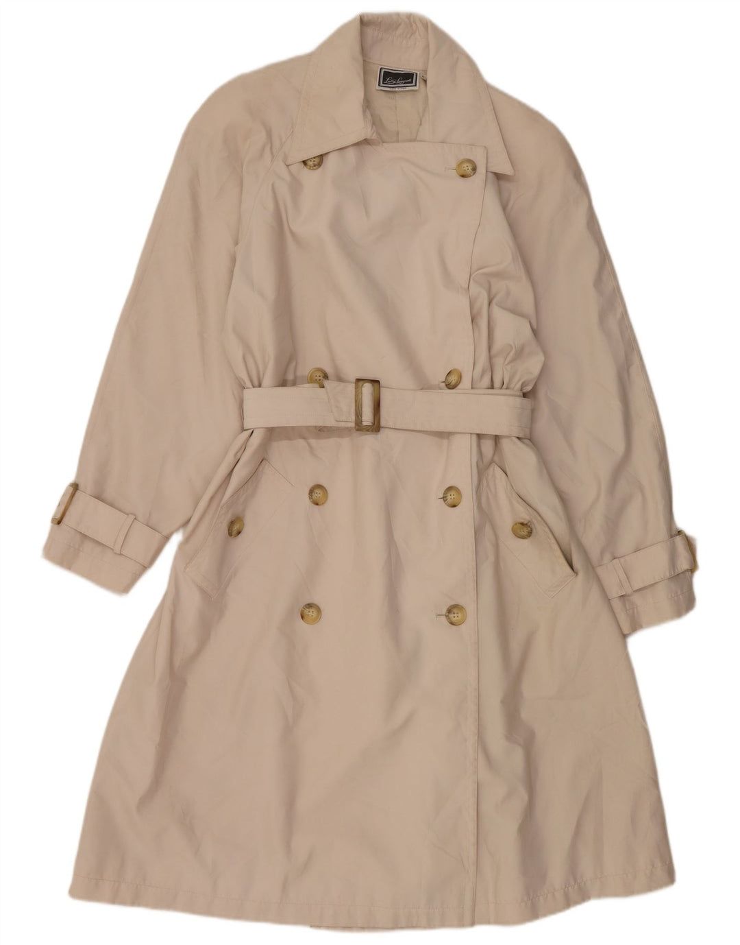 Trench Coat feminino Luisa Spagnoli UK 10 pequeno poliéster bege