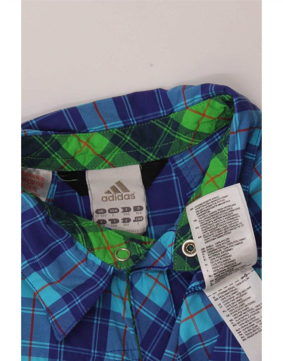 Camisa Adidas Menino Manga Curta 13-14 Anos Azul Xadrez Nylon