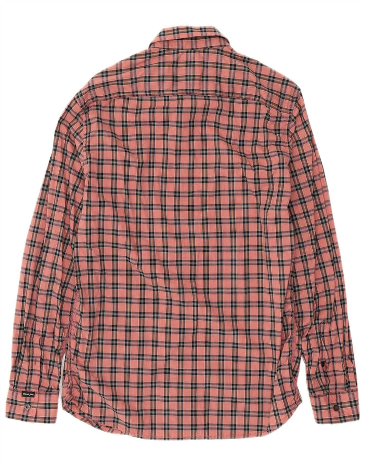 Camisa masculina DIESEL grande algodão xadrez rosa