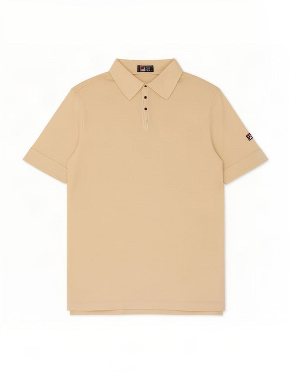 Camisa polo masculina Fila pequena algodão bege