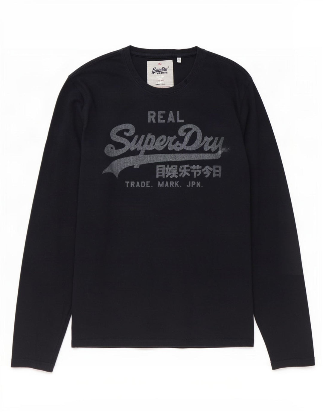 Top gráfico masculino Superdry manga comprida grande algodão azul marinho