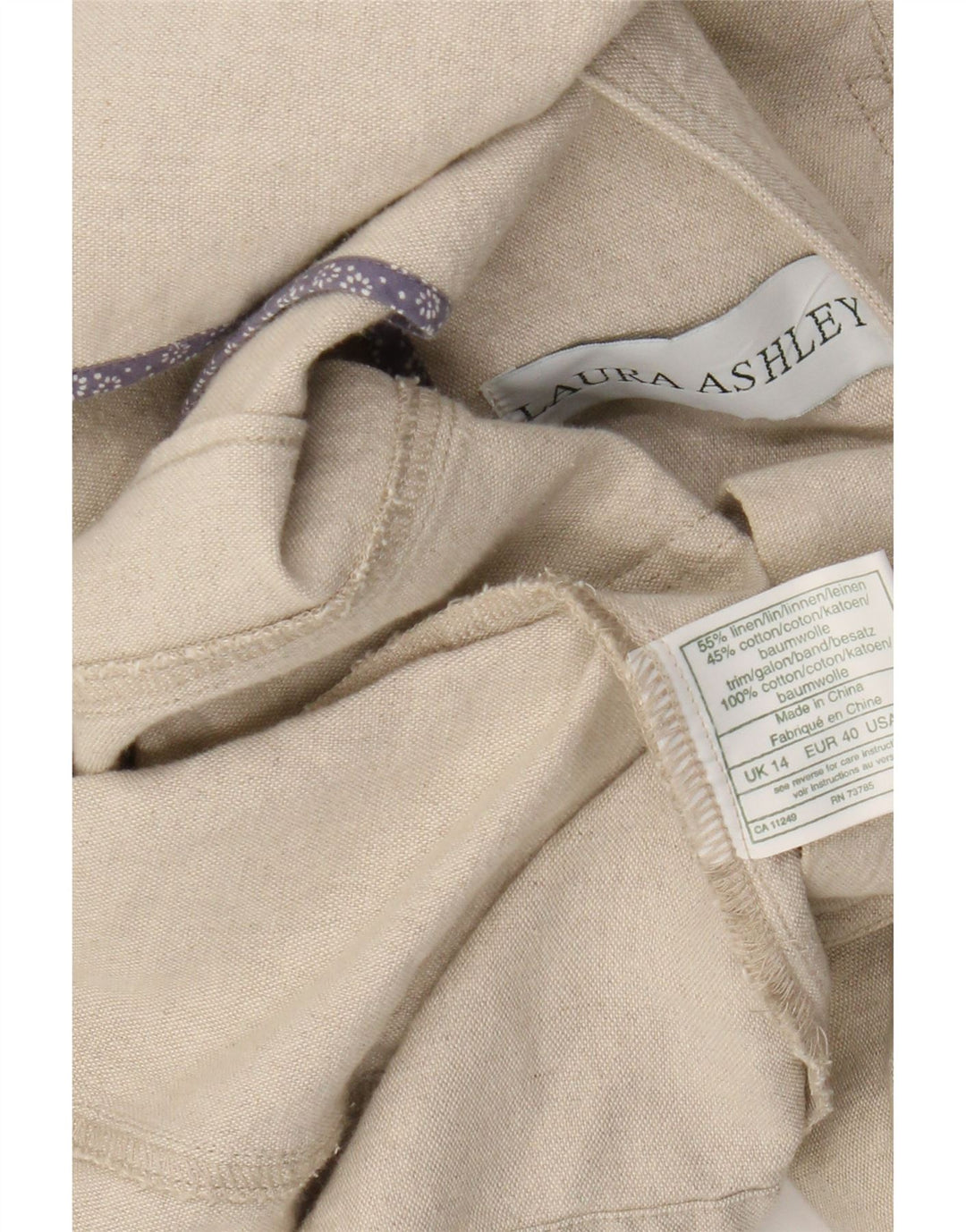 Jaqueta blazer feminina Laura Ashley com 3 botões Reino Unido 14 linho bege grande