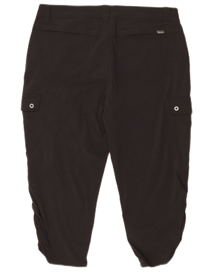 EDDIE BAUER Calça Cargo Capri US 12 Grande W34 L20 Nylon Preto