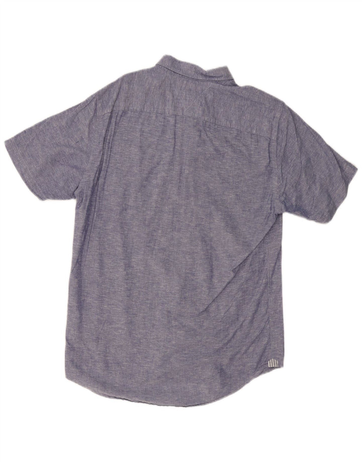 Camisa masculina de manga curta TOMMY HILFIGER algodão manchado azul médio