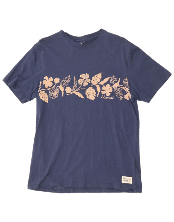 Camiseta masculina Rip Curl com ajuste padrão gráfico grande algodão floral azul
