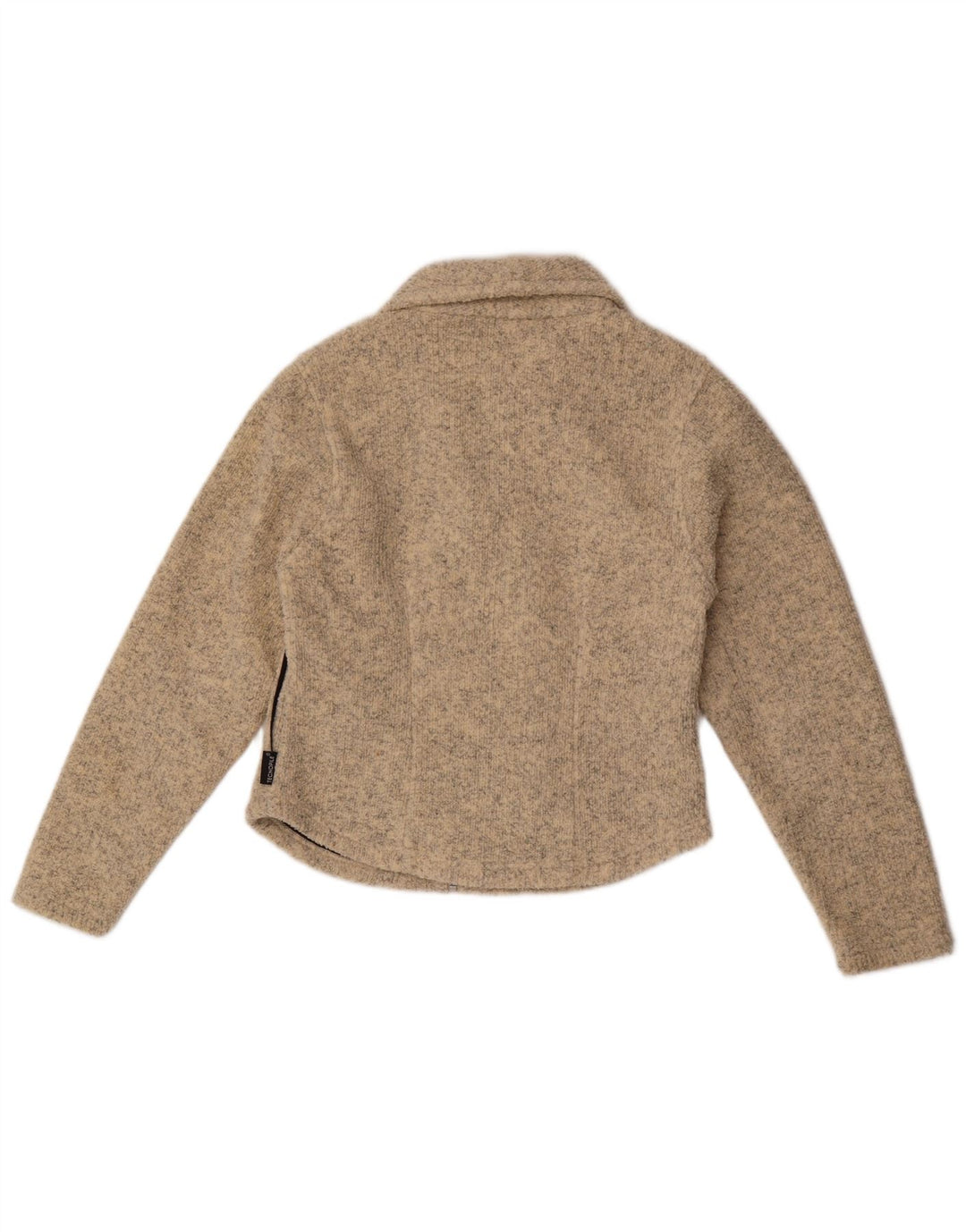 Suéter cardigã feminino Jack Wolfskin Reino Unido 10 poliéster manchado bege pequeno