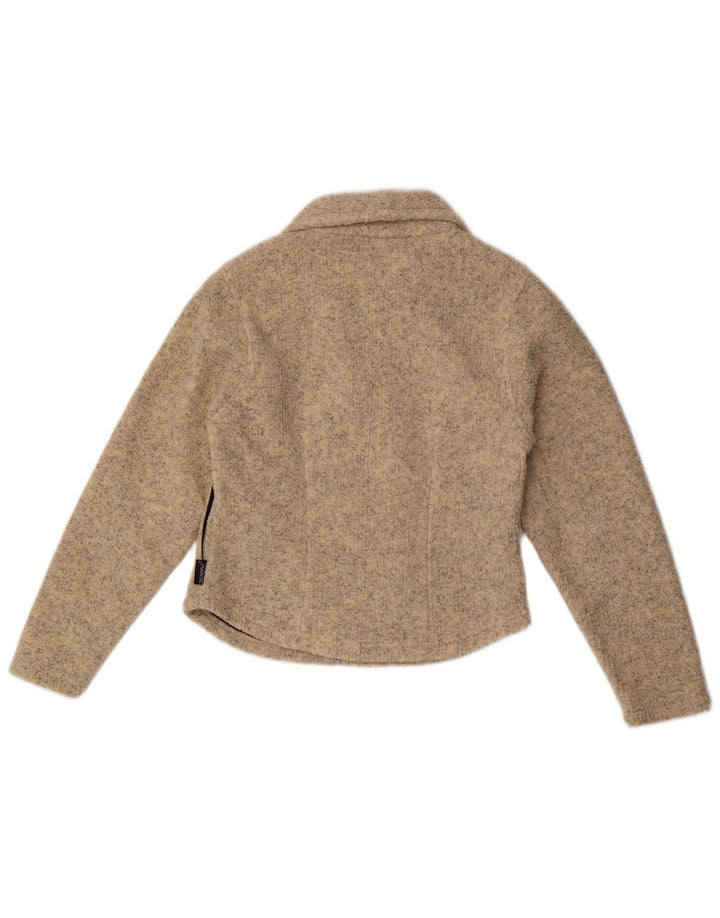 Suéter cardigã feminino Jack Wolfskin Reino Unido 10 poliéster manchado bege pequeno