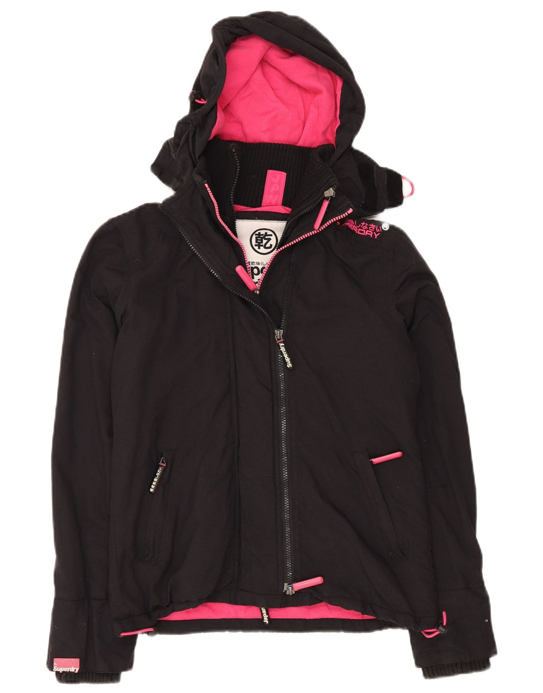 Jaqueta corta-vento feminina superdimensionada com capuz SUPERDRY UK 6 XS preta