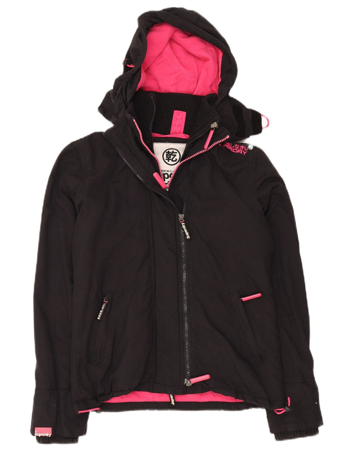 Jaqueta corta-vento feminina superdimensionada com capuz SUPERDRY UK 6 XS preta