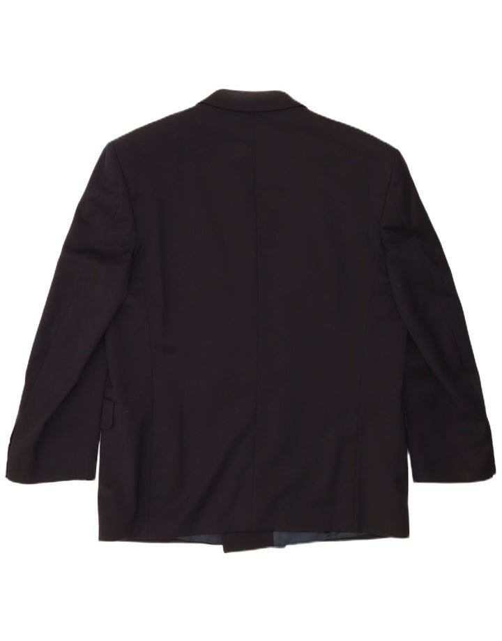 Jaqueta blazer masculina Jaeger com peito duplo IT 54 2XL lã azul marinho