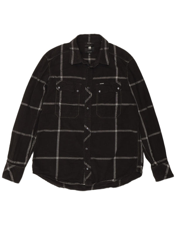 Camisa masculina de veludo G-Star XL de algodão xadrez preto