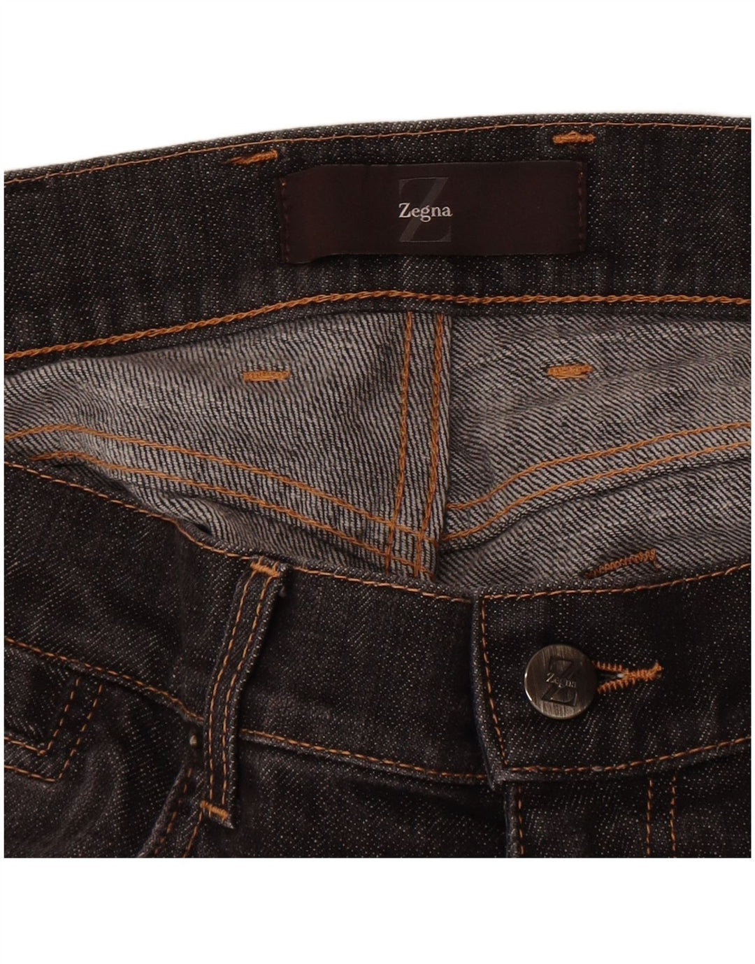 Calça jeans masculina Zegna Regular Rise Classic Fit Straight W33 L30 Cinza Clássico