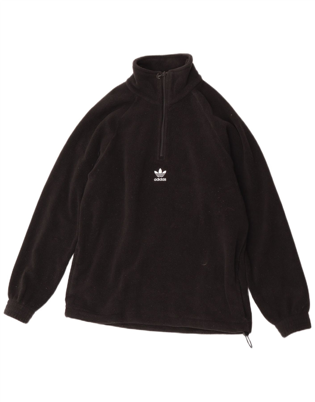Adidas Mens Zip Neck Fleece Jumper Pequeno Poliéster Preto