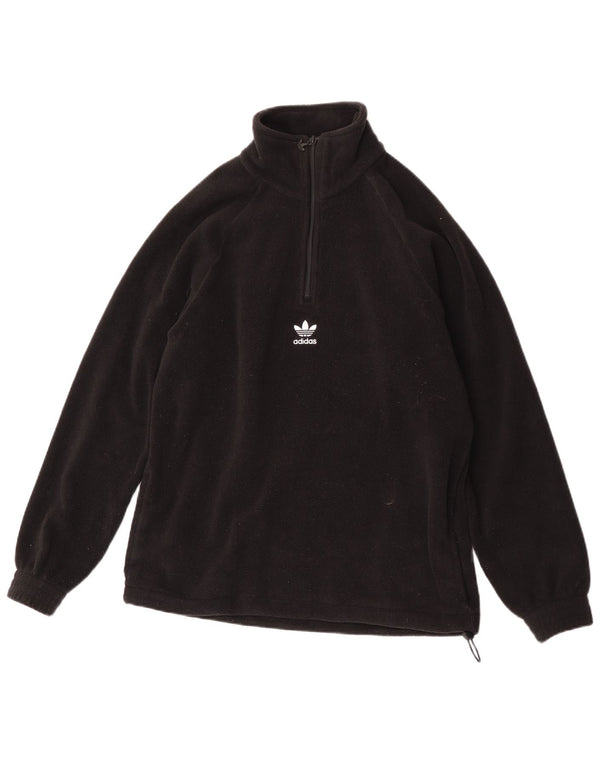 Adidas Mens Zip Neck Fleece Jumper Pequeno Poliéster Preto