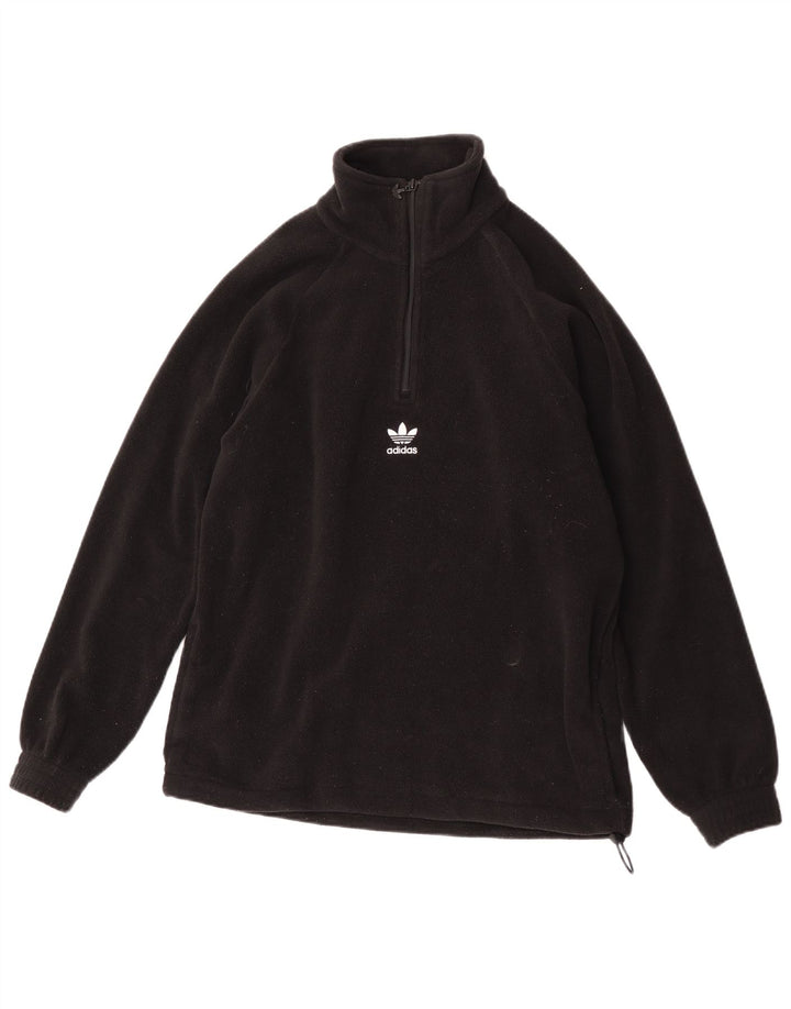 Adidas Mens Zip Neck Fleece Jumper Pequeno Poliéster Preto