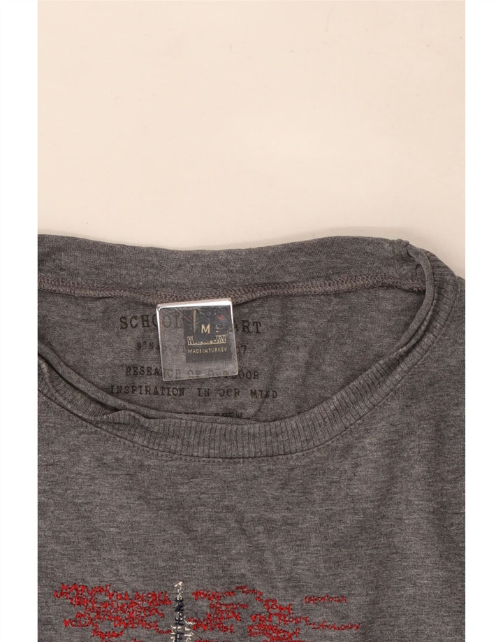 Top gráfico masculino Napapijri manga comprida cinza médio