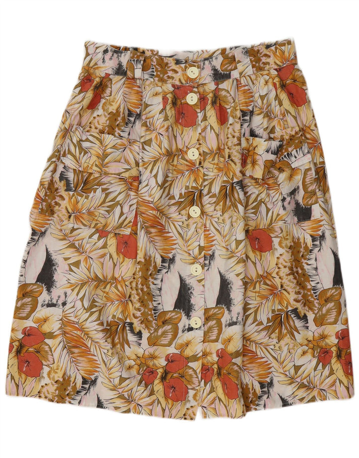 Saia evasê feminina VINTAGE W34 grande floral multicolorida