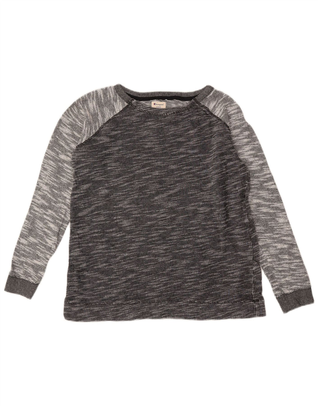 Champion moletom feminino jumper UK 14 algodão manchado cinza médio