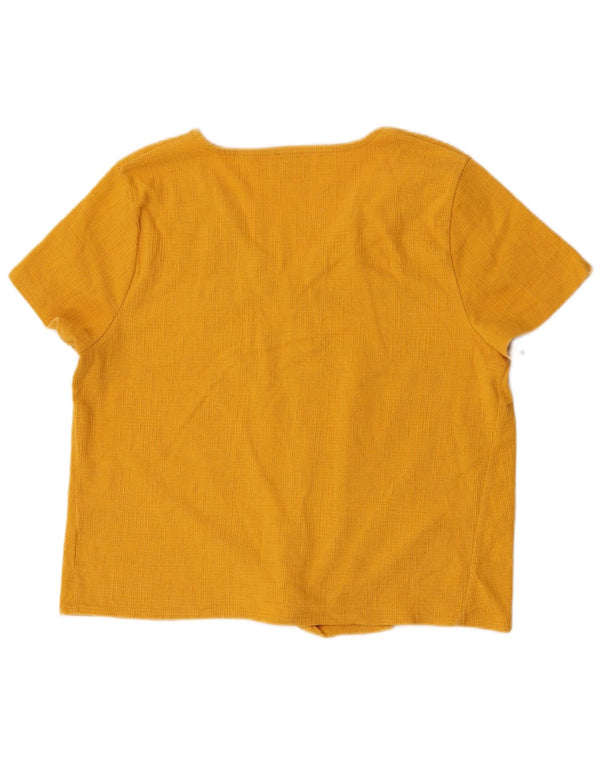 Blusa feminina J. Crew com gravata frontal UK 18 XL algodão amarelo
