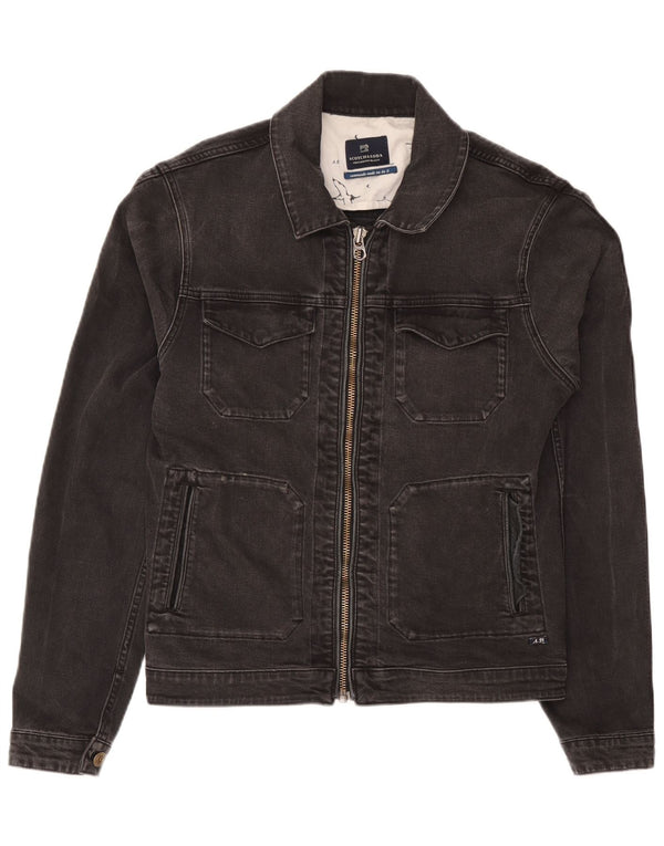 Jaqueta jeans feminina Scotch & Soda UK 16 grande algodão cinza