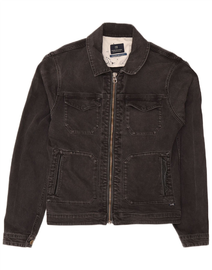 Jaqueta jeans feminina Scotch & Soda UK 16 grande algodão cinza