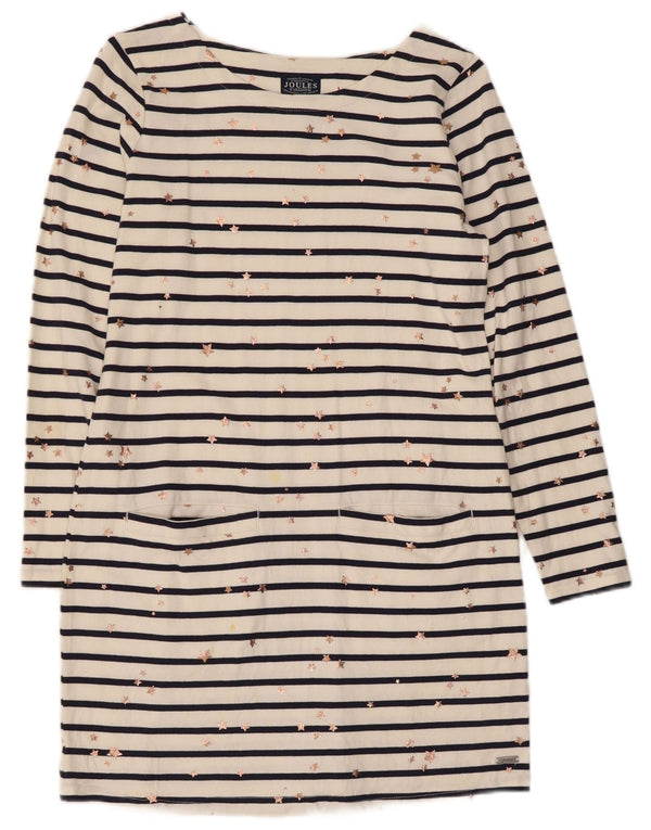 Vestido feminino Joules com bainha com padrão abstrato Reino Unido 10 listrado branco pequeno