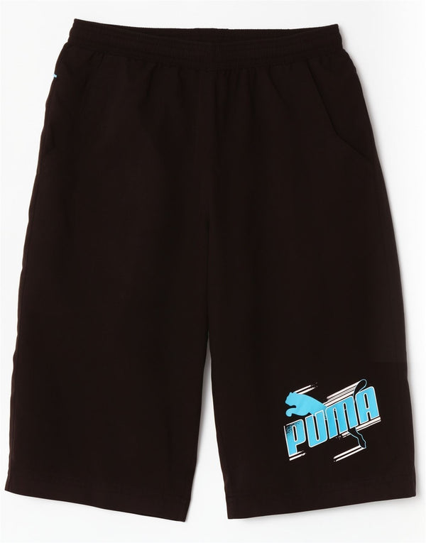 Shorts esportivos gráficos Puma Boys 11-12 anos preto poliéster